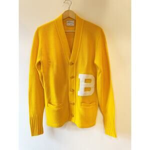 Vintage Bristol Products Yellow "B" Varsity Letter Cardigan Boston Bruins Med-Lg